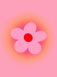 a pink flower with a red center in the middle