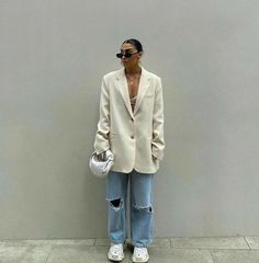 Ny Outfits, Bag Jeans, Cardigan Blazer, Sophisticated Outfits, Looks Chic, Blazer Outfits, Style Streetwear, Looks Style, Streetwear Outfit