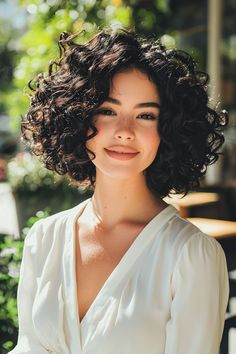 Embrace your natural curls with this stunning wolf cut that perfectly combines texture and flair! This playful and vibrant hairstyle enhances the beauty of curly hairstyles, giving you a fresh and lively look. The layered effect of the wolf cut adds depth and movement, allowing your curls to shine. Whether you’re going for casual or glam, this edgy twist on traditional curly hairstyles is sure to turn heads! Shoulder Length Shag Curly, Short Curly Haircuts Curtain Bangs, 3b Curly Short Hair, 3b Curly Hair Short Styles, Medium Bob Curly Hair, 3a 3b Hairstyles, Back Of Curly Hair, Spanish Curly Hair, Funky Curly Hair