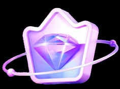 a pink and blue diamond shaped object with a white cord in front of it on a white background