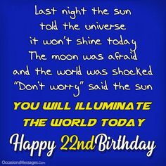 a blue birthday card with the words, you will illuminate the world today