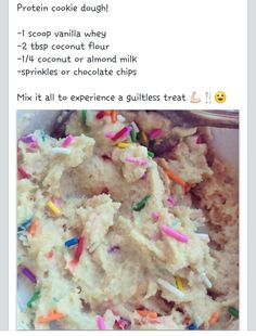 a bowl filled with mashed potatoes and sprinkles