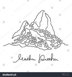 an outline drawing of the mountain with name