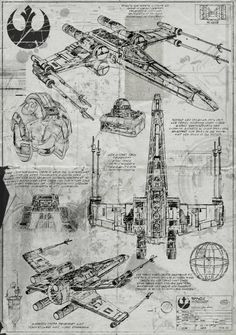 an old star wars paper with some drawings on it