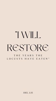 the cover of i will restore, which is printed in black and white on a beige background