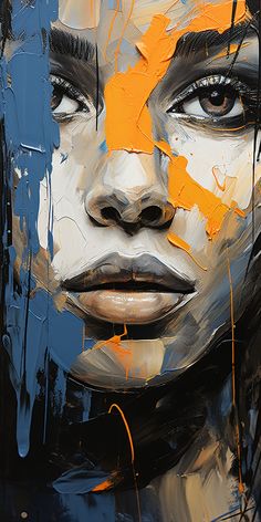 an abstract painting of a woman's face