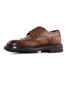 Burnt-effect brown leather lace-up derby, dovetailed, waxed cotton lace-up closure, rubber bottomComposition: Leather, 100% Brown Lace-up Dress Shoes With Brogue Detailing, Brown Wingtip Lace-up Shoes With Leather Lining, Designer Calf Leather Lace-up Derby Shoes, Brown Lace-up Derby Shoes For Business, Goodyear Welted Calf Leather Lace-up Shoes, Brown Lace-up Business Shoes For Fall, Brown Lace-up Shoes For Business In Fall, Brown Leather Shoes With Brogue Detailing, Brown Goodyear Welted Oxford Lace-up Shoes