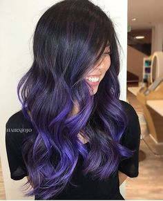 Violet Balayage, Hombre Hair, Black Purple Ombre, Balayage Hair Morenas, Indigo Hair, Hair Fairy, Purple Hair Highlights, Awesome Hairstyles, Purple Highlights