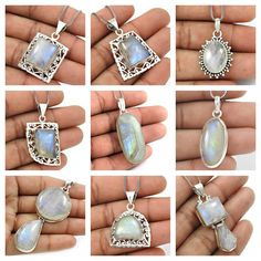 Natural Rainbow Moonstone Pendants 925 Sterling Silver Birthday Gift Jewelry K54 Silver Birthday, Wholesale Silver Jewelry, Rainbow Moonstone Pendant, Natural Rainbow, Moonstone Pendant, Gemstone Jewellery, Silver Pendants, Gift Jewelry, Do Everything