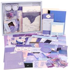 PRICES MAY VARY. Value Scrapbook Kit:Come with A6 Grid Notebook(256page),vintage poster book cover, washi/PET sticker*8 sheets(179pcs), note paper*60(3 types*20), envelope*2(5.1in*3.34in),scrapbook paper*20(10 sheets:6.5in*3.15, 5 sheets:5.9in*5.9in, 5 sheets:8.34in*6.3in),folding laber*10(6.6in*1.77in), card*15, paper photo frame*5, calender stickers*31, washi tape*2(0.4in*78.8in).This kit have everything your need! Purple Aesthetic Style:Everything in this kit is aesthetic style.Scrapbook pape Aesthetic Scrapbook, Notebook Collage, Scrapbook Vintage, Paper Decorations Diy, Scrapbooking Vintage, Album Journal, Scrapbooking Set, Scrapbooking Journal, Grid Notebook