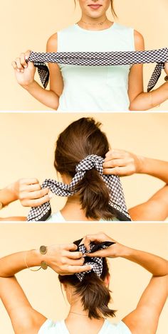 Learn to style one square bandana in 6 different ways, with step by step photos and instructions to explain each one. #hairtutorial #bandanastyling #hairstyles #squarebandana Short Hair Ponytail, Summer Headbands, Bobby Pin Hairstyles, Luxy Hair, Head Scarf Styles