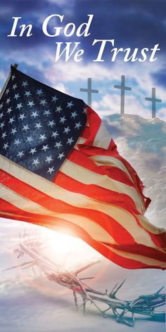 an american flag with the words in god we trust