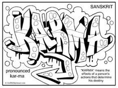 graffiti is shown in black and white, with the words kravma on it