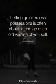 a person jumping up in the air with a quote on it that says letting go of excess