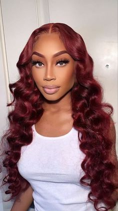 Red Wigs, Burgundy Hair, Hair Laid, Front Lace Wigs Human Hair, Baddie Hairstyles, Aesthetic Hair, Hair Wigs, Weave Hairstyles, Locs