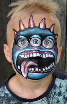 Monster Face Painting, Makeup Clown, Halloween Make-up Looks, Face Painting Easy, Kids Face Paint, Face Painting Halloween, Face Painting Designs, Halloween Costumes Makeup, Kids Makeup