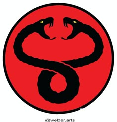 a black and red snake in a circle