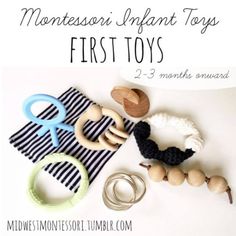 montessor infant toys for first tots with text overlay