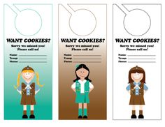 door hangers to Push cookies! Girl Scout Meeting Ideas, Scout Law, Girl Scout Law, Girl Scout Cookie Sales, Girl Scout Cookies Booth, Brownie Girl Scout, Girl Scout Daisy, Girl Scout Activities, Girl Scout Camping