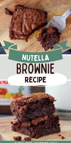 nutella brownie recipe with text overlay