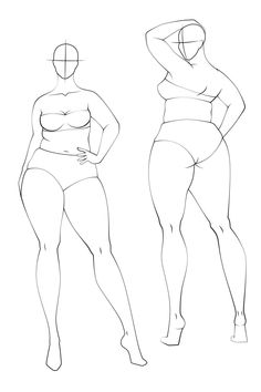 an outline drawing of two women in different poses