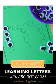 the letter o is made out of paper with eyeballs on it and text learn more learning