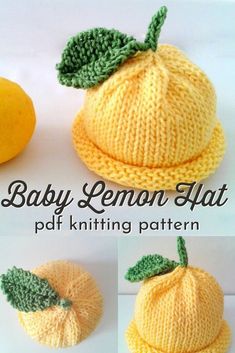 the knitting pattern for this baby lemon hat is easy to knit