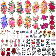 PRICES MAY VARY. ❥[LARGE SIZE & LARGE QUANTITY] Large size flowers collection tattoo stickers can cover your body parts larger, size is 9.45 * 5.35 inch (24 * 13.6cm) 14 sheets, 3.9 * 2.3 inch (9.8 * 5.8cm) 35 sheets .You can share it with your family and friends. ❥[WATERPROOF & LASTING] The raw materials of Yazhiji temporary tattoos are in compliance with FDA standards, waterproof, non-toxic and non-allergic, it can last for many days on the body. ❥[HIGH QUALITY] The effect of flowers tattoo is Voll Arm-tattoos, Pie Grande, Arm Temporary Tattoos, Temporary Tattoo Sleeves, Water Tattoo, Full Arm Tattoos, Tattoo Paper, Temp Tattoo, 3d Tattoo