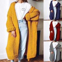 Find ideas๏ฟฝand inspiration for 2021 Autumn and Winter New Women's Cardigan Knitted Mid-length Coat Sweater, Women's Coats, Jackets & Vests Long Cardigan Outfit, Coat Of Many Colors, Cardigan Knitted, Winter Cardigan, Chunky Knit Cardigan, Cardigan Outfits, Open Knit Cardigan, Long Sweaters Cardigan, Knitting Women Sweater