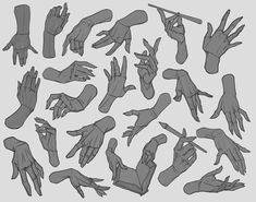 a bunch of hands that are in different positions