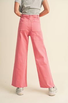 STRAIGHT WIDE LEG PANTS WITH FRONT POCKET Bright Pants Outfit, Bright Pants, Straight Wide Leg Pants, Stretch Denim Pants, Work Jeans, Cute Everyday Outfits, Loose Tops, Dress Trousers, Pants Outfit