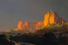 an oil painting of a mountain landscape