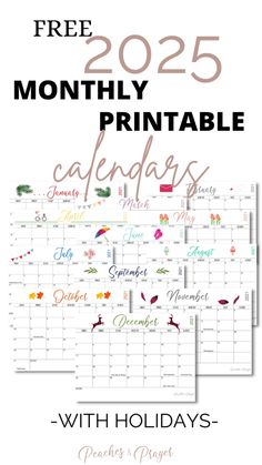 two calendars with the words free printable for each month