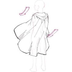 a drawing of a woman in a cape