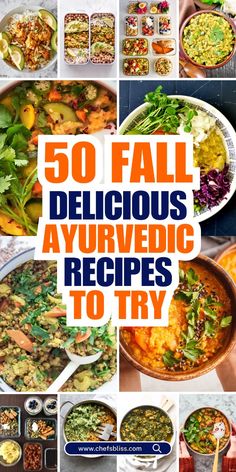 the cover of 50 fall deliciously ayurvedic recipes to try out