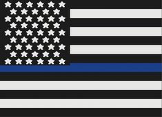 an american flag with the thin blue line on it's back and white stars