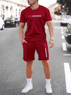 Summer Fits Men, Summer Swag Outfits, Mens Summer Outfits, Spring Outfits Men, Drawstring Waist Shorts, Cool Summer Outfits, Mens Fashion Casual Outfits, Men Style Tips