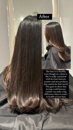 Shiny Dark Hair, Bombshell Brunette Hair, Toner On Brown Hair Before And After, Dark Brown Hair With Medium Brown Highlights, Dark Brown Hair Indian, Minimal Layers Long Hair, Very Subtle Highlights Brunettes, Dark Brown Hair Transformation, Glossy Hair How To Get