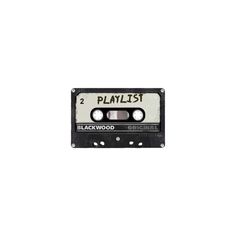 a black and white cassette with the words playlist on it