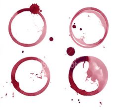 red wine stains are arranged in circles on a white background