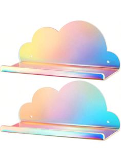 two pastel clouds are sitting on top of each other