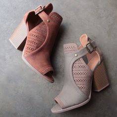 sweet talk perforated peep toe bootie (more colors) - shophearts - 1 Daily Shoes, Ideas Clothes, Chunky Heels