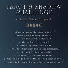 tarot's shadow challenge with the tarot diagnosis text below it