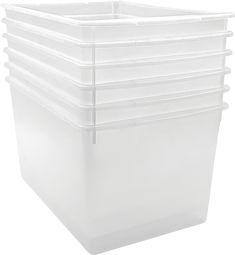 a large plastic storage container with dividers on the sides and bottom, set of six