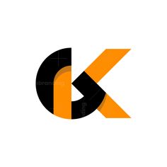 the letter k is made up of black and yellow letters with an orange stripe around it