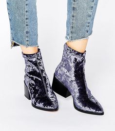 Asos Boots, Velvet Socks, Sock Boot, Pointy Shoes, Mid Heel Boots, Runway Shoes, Asos Shoes, Velvet Boots, Velvet Shoes