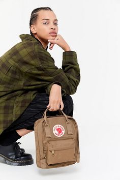 Fjallraven Kanken Mini Backpack | Urban Outfitters Fjallraven Outfit, Kanken Mini, Urban Outfitters Bag, Vegan Leather Backpack, Matt & Nat, Front Bottoms, Classic Backpack, Accessory Pouch, Strap Tops