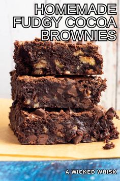 This chewy fudge brownie recipe makes most AMAZING homemade fudge brownies you will ever eat! Made with cocoa powder, chocolate chips, walnuts and a bit of espresso powder, this easy one bowl brownies recipe delivers the very BEST homemade fudgy cocoa brownies from scratch.