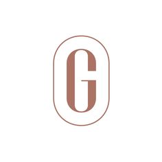 the letter g is made up of brown and white letters, which are outlined in an oval