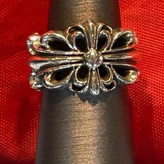 Chrome Hearts Floral Cross Ring In Silver -A Few Sizes Available Chrome Hearts Jewelry, Accessory Inspo, Armor Ring, Floral Cross, Cross Ring, Chrome Hearts, Womens Jewelry Rings, Gems, Womens Sizes